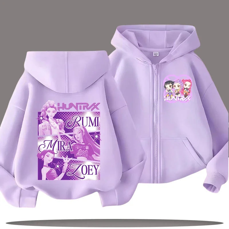 Sweat à Capuche Zippé Enfant – Funny Kpop Demon Hunters 🧥✨  Pour filles et garçons | Confort & style au quotidien