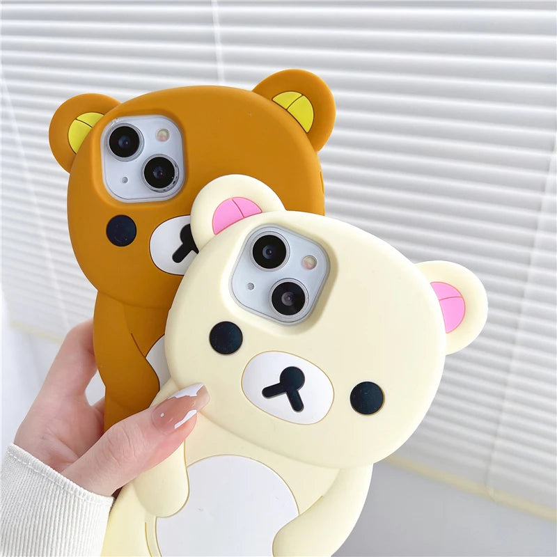 Coque Souple en Silicone Rilakkuma – Pour iPhone 17, 16, 15, 14, 13, 12, 11, Pro Max, Mini, Plus, XS, XR, 6, 7, 8 Plus