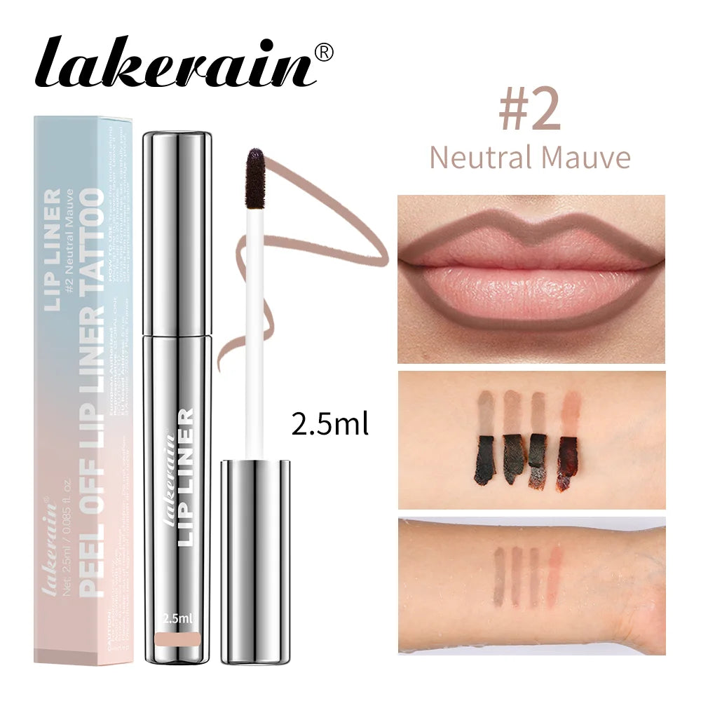 Crayon à Lèvres Effet Tattoo – Gloss Mat Longue Tenue, Résistant à l’Eau, Teinte Marron, Encre à Lèvres Pelable pour Contour Parfait