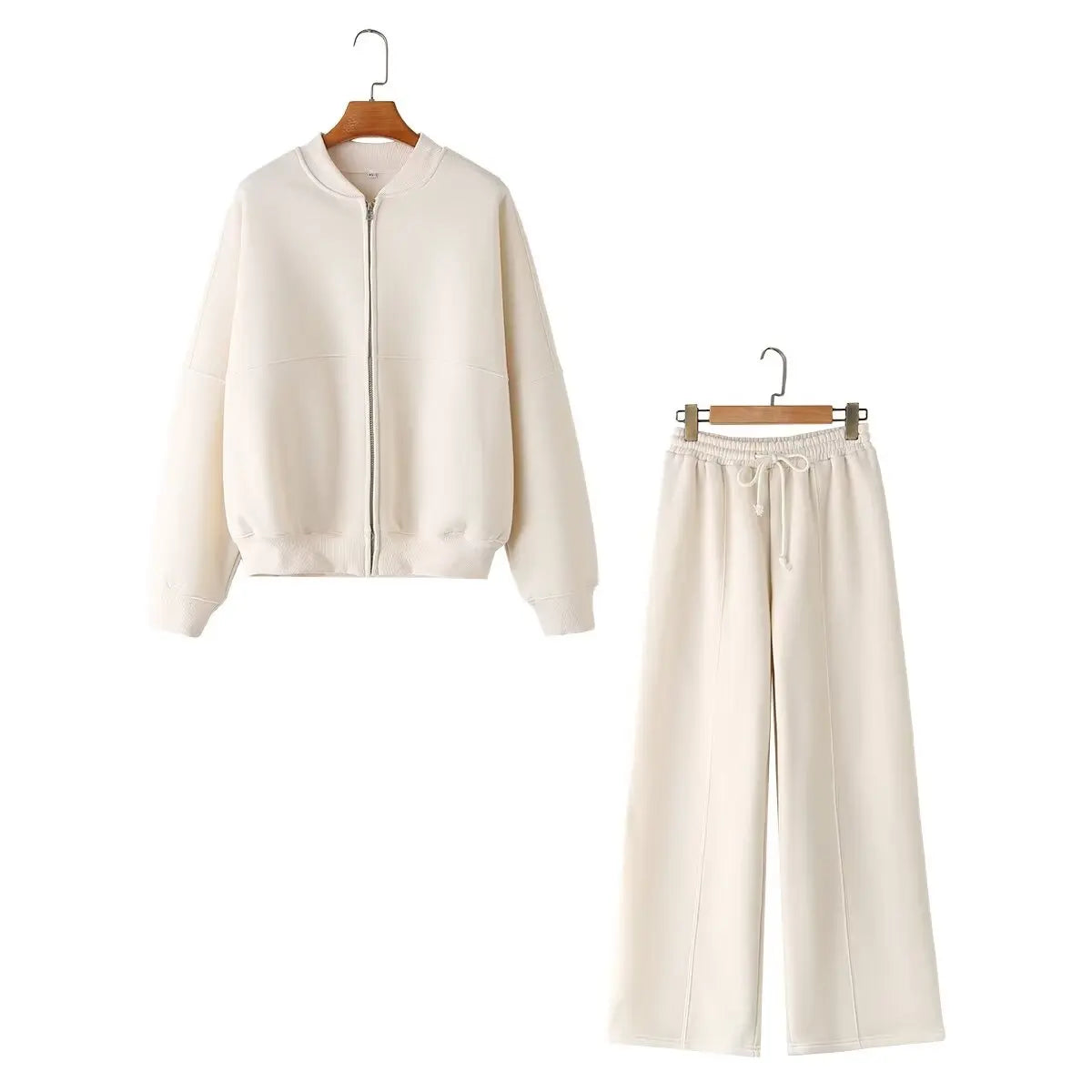 Ensemble Femme Automne HH – Veste Bomber Zippée + Pantalon Large Taille Haute à Lacets 🍂✨