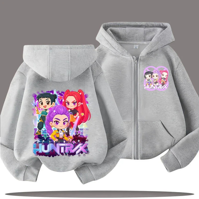 Sweat à Capuche Zippé Enfant – Funny Kpop Demon Hunters 🧥✨  Pour filles et garçons | Confort & style au quotidien