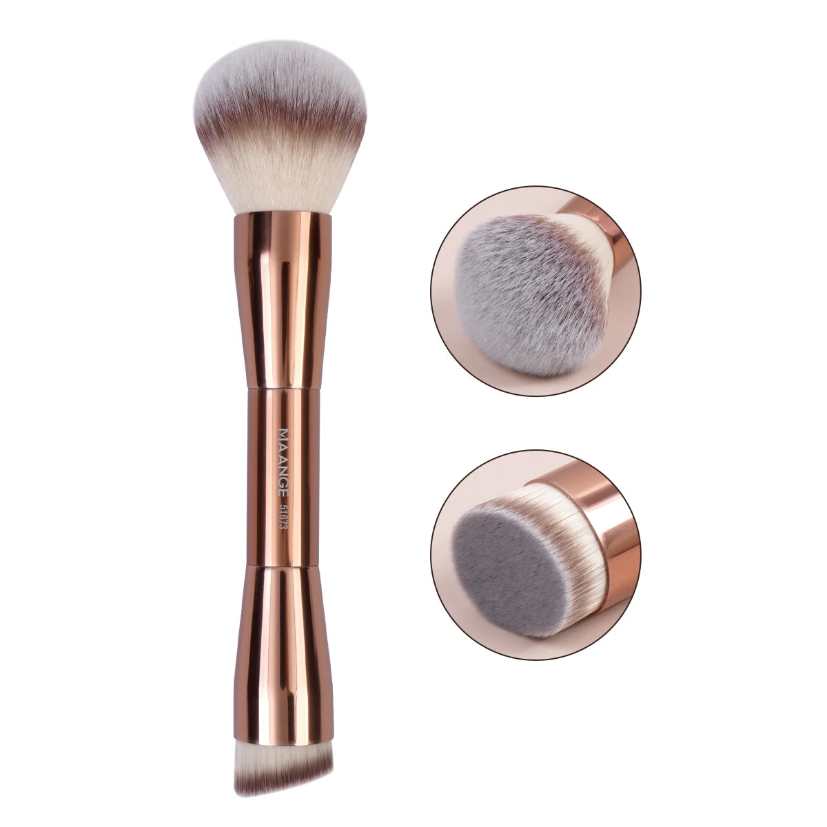 MAANGE – Pinceaux de Maquillage Double Tête pour Fond de Teint, Poudre, Anti-Cernes et Blush, Poils Doux en Fibre, Outils Cosmétiques