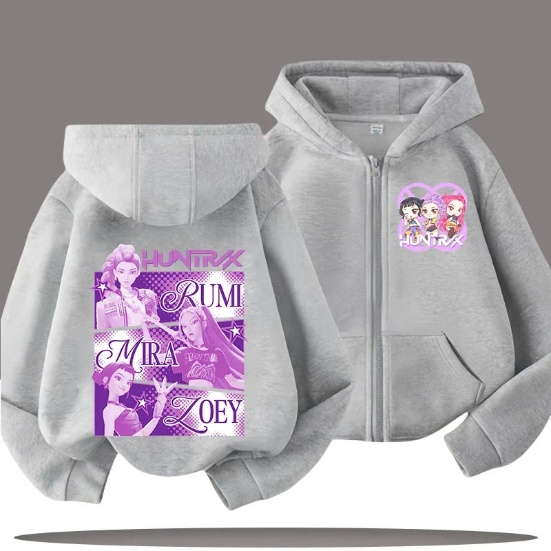 Sweat à Capuche Zippé Enfant – Funny Kpop Demon Hunters 🧥✨  Pour filles et garçons | Confort & style au quotidien