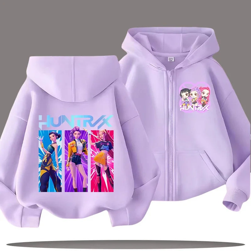 Sweat à Capuche Zippé Enfant – Funny Kpop Demon Hunters 🧥✨  Pour filles et garçons | Confort & style au quotidien