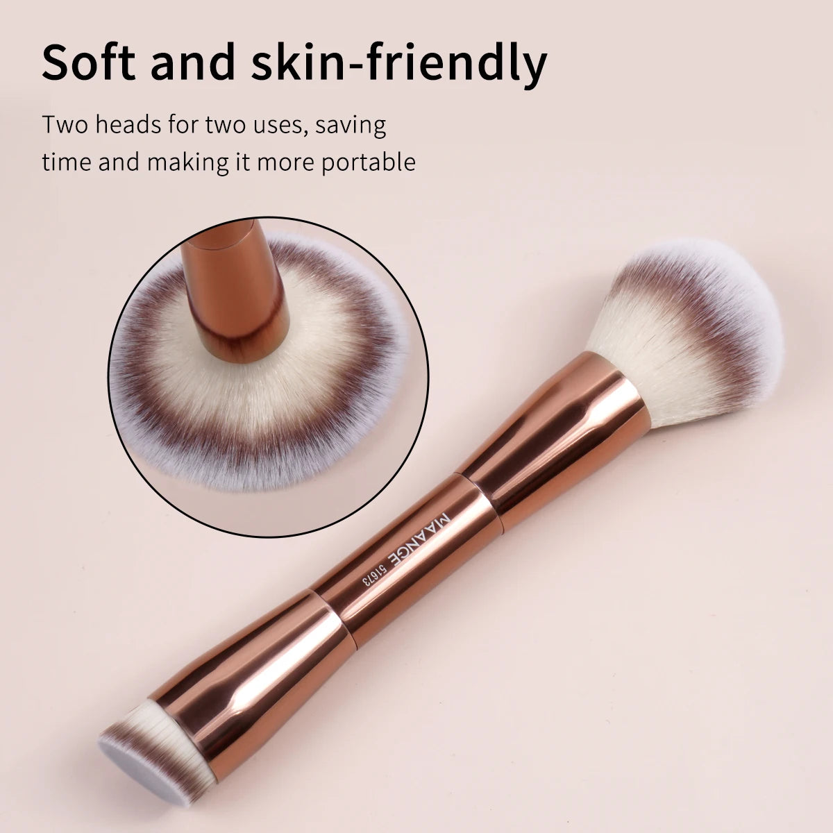 MAANGE – Pinceaux de Maquillage Double Tête pour Fond de Teint, Poudre, Anti-Cernes et Blush, Poils Doux en Fibre, Outils Cosmétiques