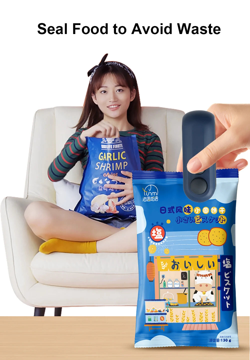 Mini Scelleuse de Sacs Portable – Appareil à Main Rechargeable 2-en-1, Scelle et Coupe Sacs Plastique pour Snacks et Aliments