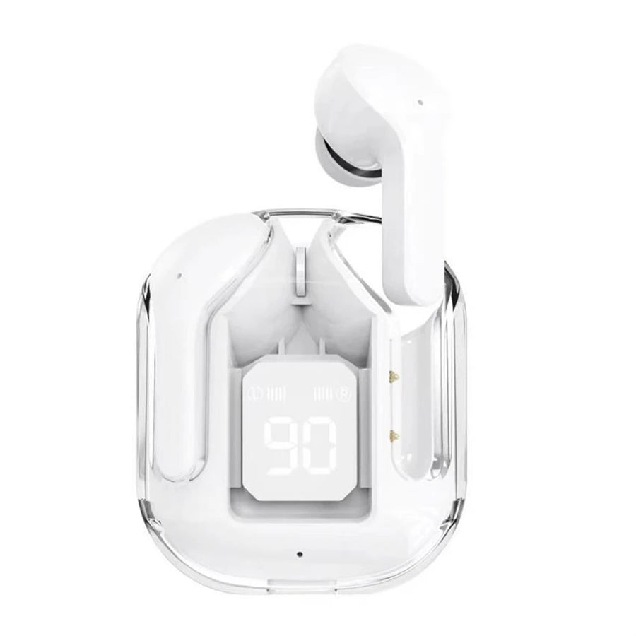 Écouteurs Bluetooth Sans Fil T2 – Design Transparent, Son Stéréo HIFI, Affichage LED de la Batterie, Pour Téléphone