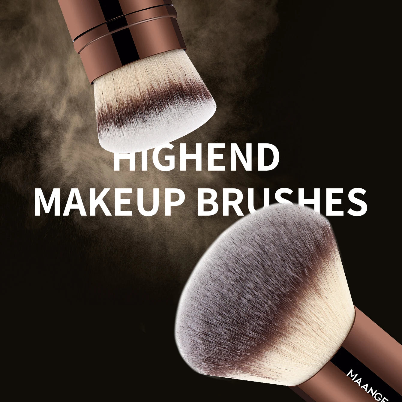 MAANGE – Pinceaux de Maquillage Double Tête pour Fond de Teint, Poudre, Anti-Cernes et Blush, Poils Doux en Fibre, Outils Cosmétiques