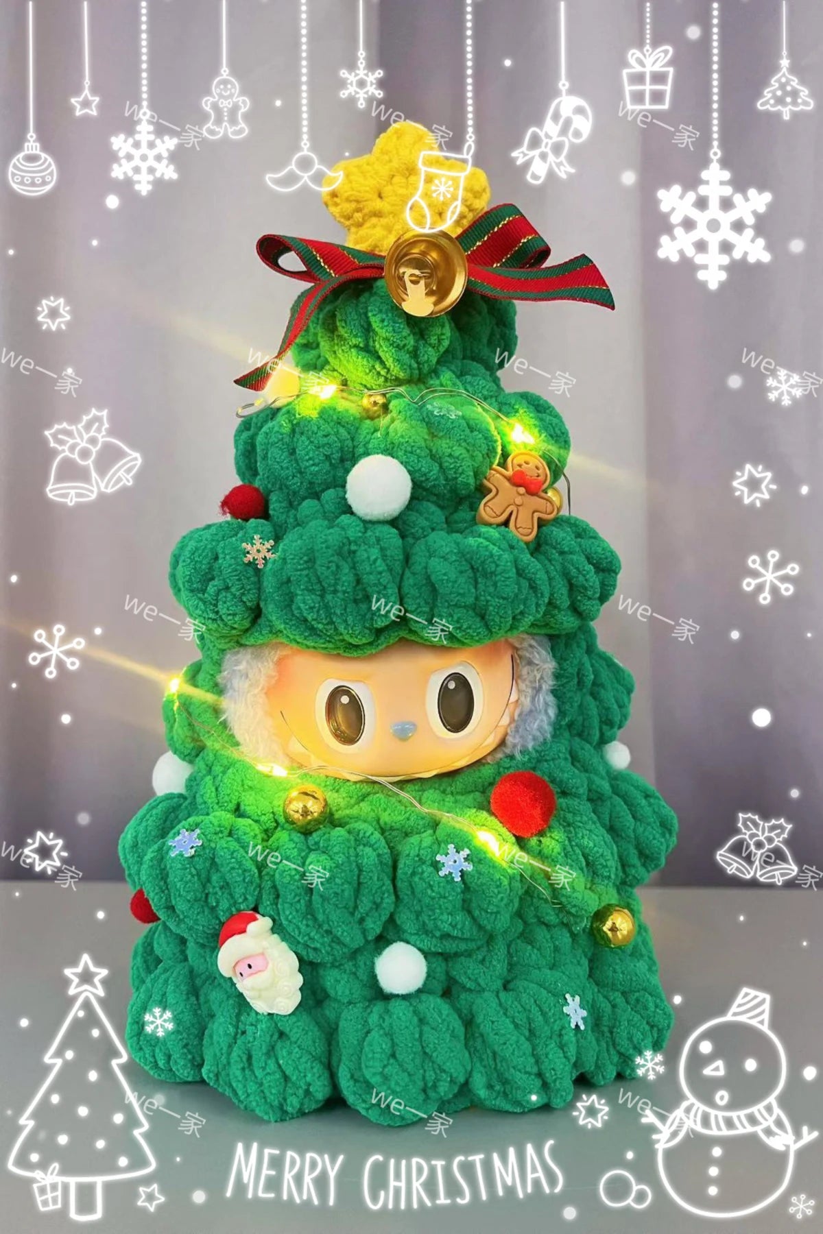 Labubu Édition Limitée Noël – Tenue Sapin de Noël pour Poupée, Cadeau Mignon (Vêtements Seulement, Poupée Non Incluse)