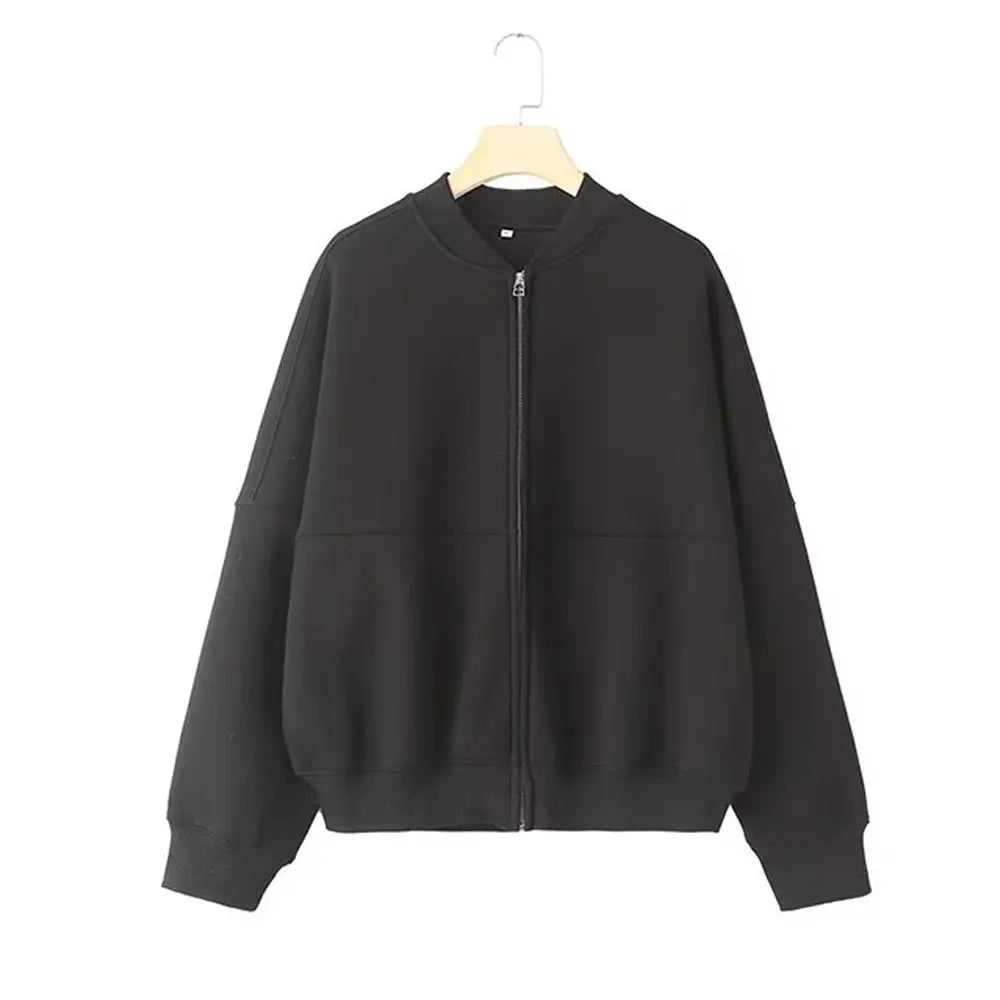 Ensemble Femme Automne HH – Veste Bomber Zippée + Pantalon Large Taille Haute à Lacets 🍂✨