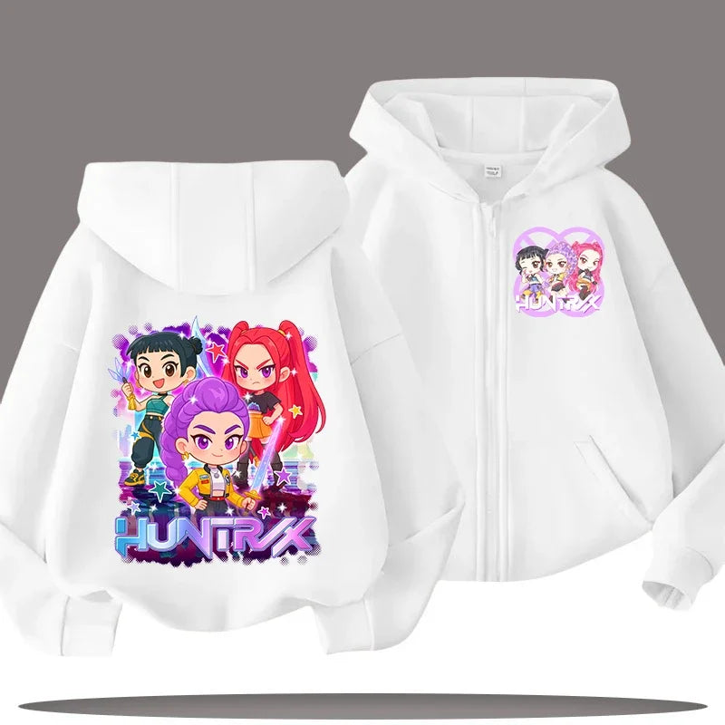 Sweat à Capuche Zippé Enfant – Funny Kpop Demon Hunters 🧥✨  Pour filles et garçons | Confort & style au quotidien