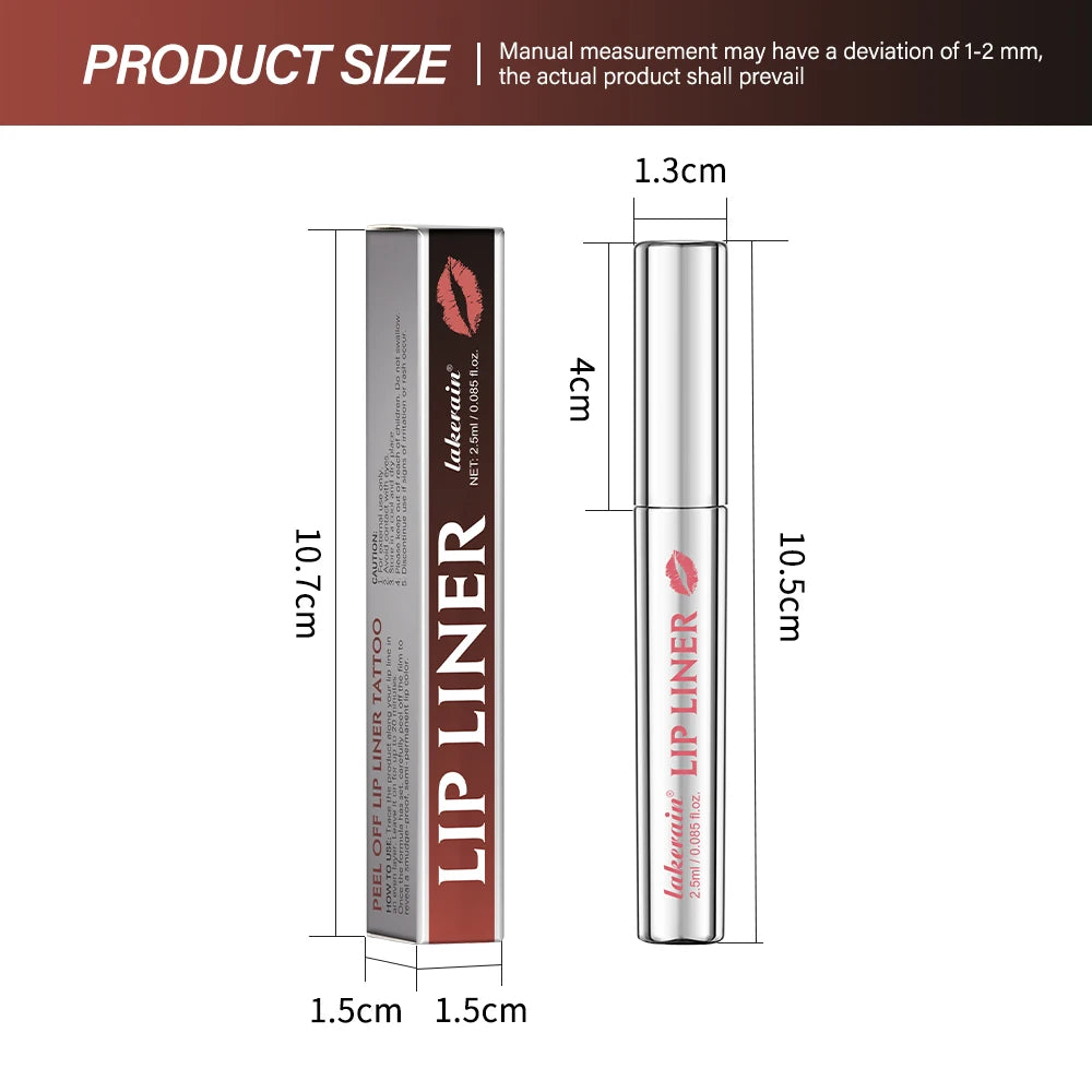 Crayon à Lèvres Effet Tattoo – Gloss Mat Longue Tenue, Résistant à l’Eau, Teinte Marron, Encre à Lèvres Pelable pour Contour Parfait