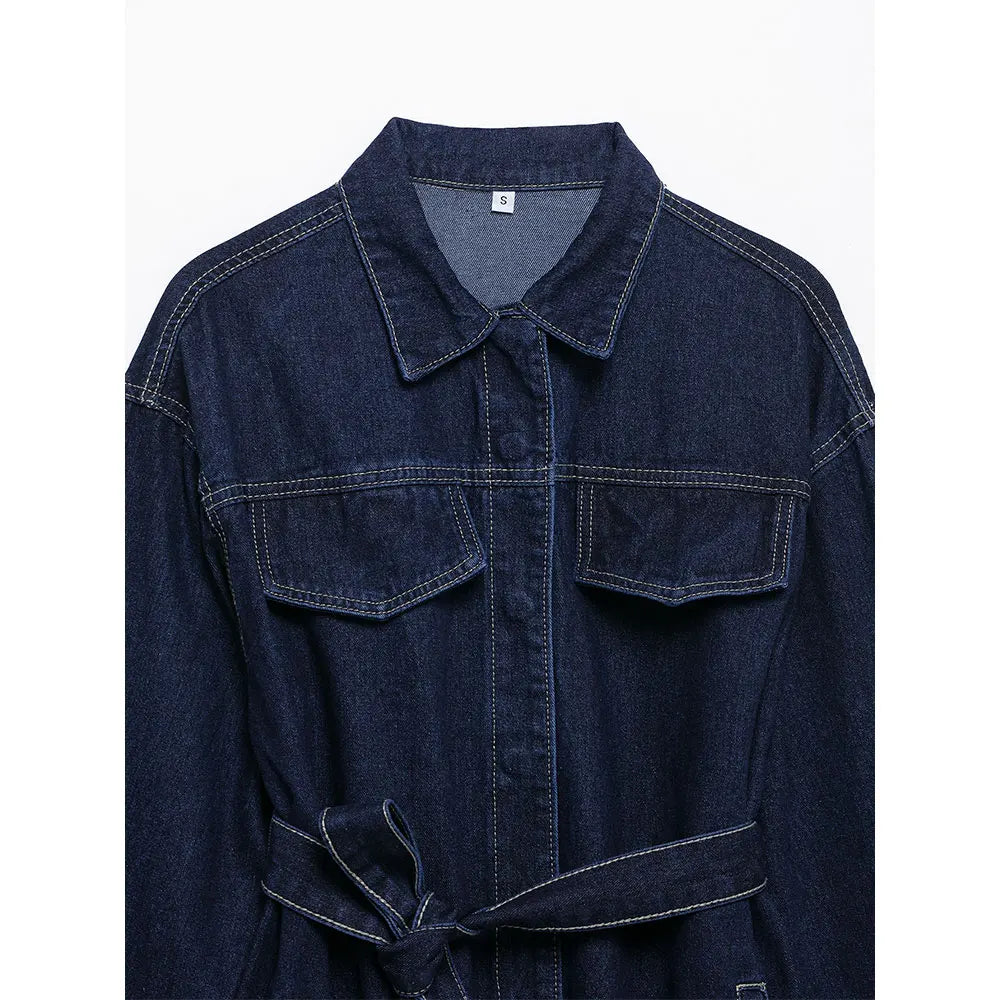 Ensemble Femme DUOPERI – Veste en Jean Ceinturée + Jean Zippé Vintage 👖✨