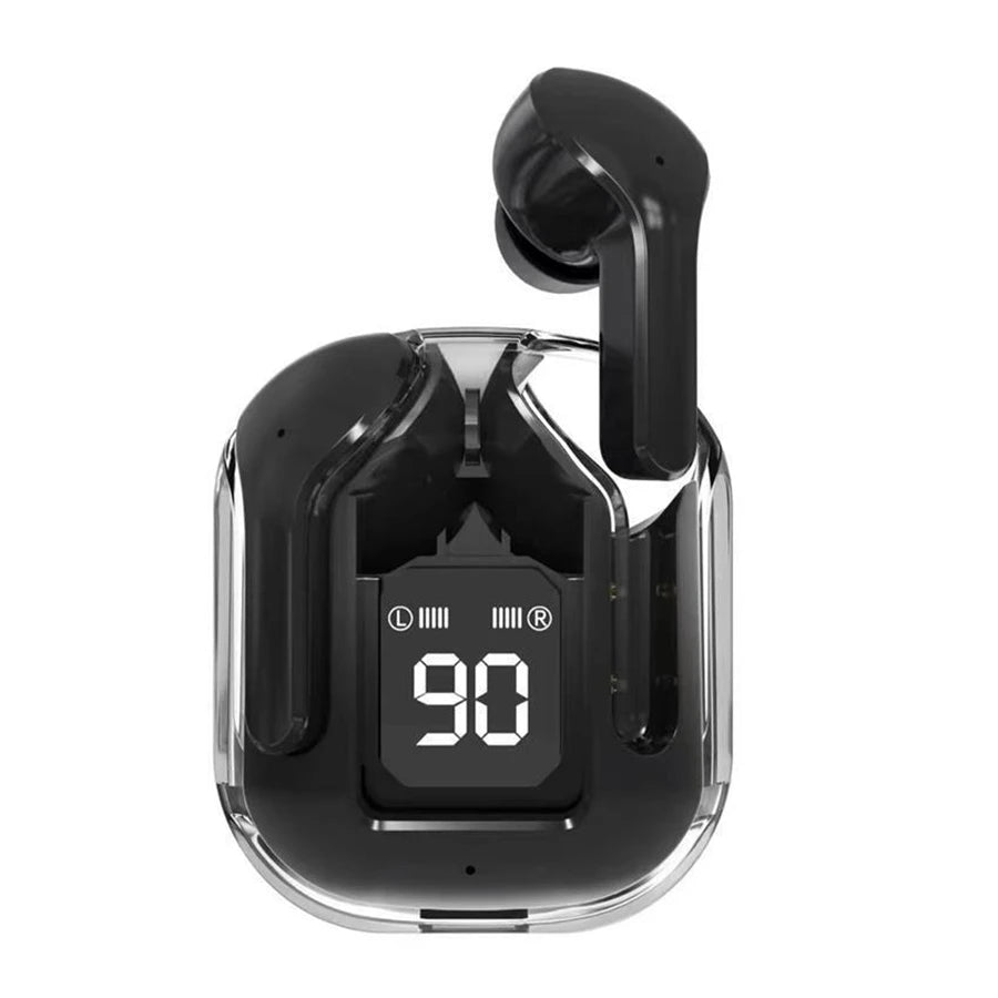 Écouteurs Bluetooth Sans Fil T2 – Design Transparent, Son Stéréo HIFI, Affichage LED de la Batterie, Pour Téléphone