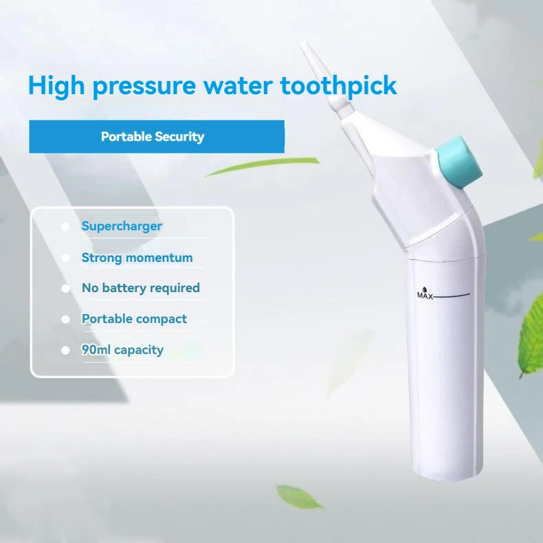 Hydropulseur Dentaire Portatif – Jet d’Eau Haute Pression, Nettoyeur Interdentaire Manuel pour des Dents Propres et Saines