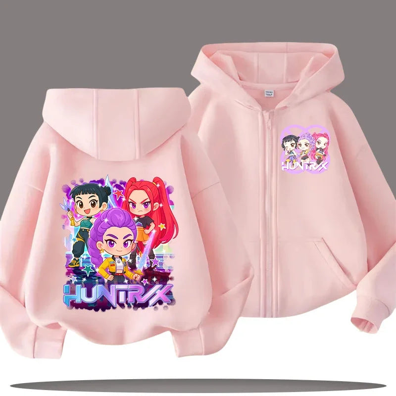 Sweat à Capuche Zippé Enfant – Funny Kpop Demon Hunters 🧥✨  Pour filles et garçons | Confort & style au quotidien