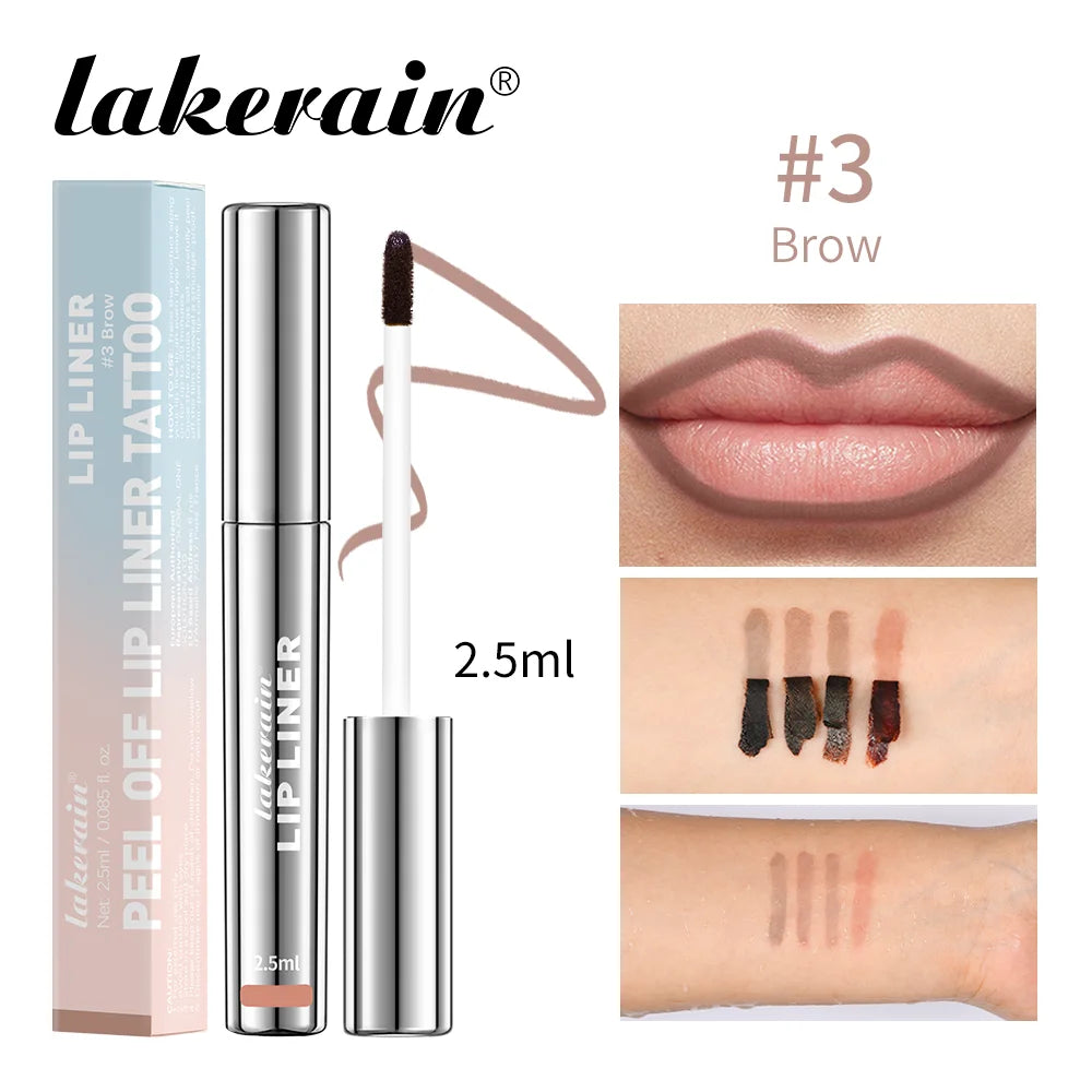 Crayon à Lèvres Effet Tattoo – Gloss Mat Longue Tenue, Résistant à l’Eau, Teinte Marron, Encre à Lèvres Pelable pour Contour Parfait