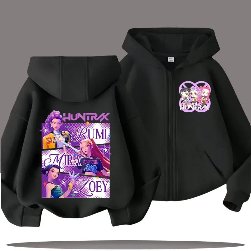 Sweat à Capuche Zippé Enfant – Funny Kpop Demon Hunters 🧥✨  Pour filles et garçons | Confort & style au quotidien
