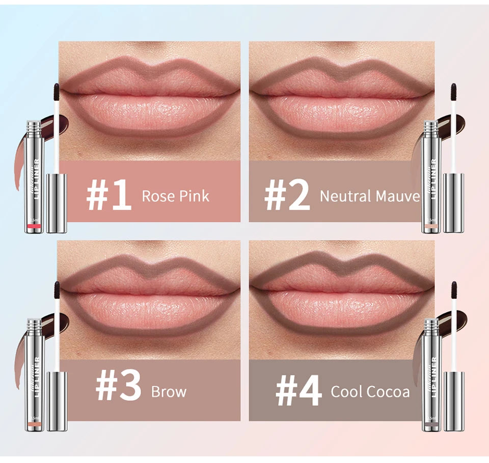 Crayon à Lèvres Effet Tattoo – Gloss Mat Longue Tenue, Résistant à l’Eau, Teinte Marron, Encre à Lèvres Pelable pour Contour Parfait