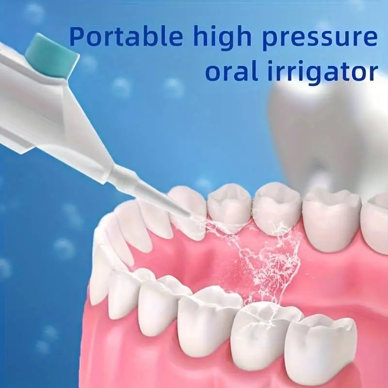 Hydropulseur Dentaire Portatif – Jet d’Eau Haute Pression, Nettoyeur Interdentaire Manuel pour des Dents Propres et Saines