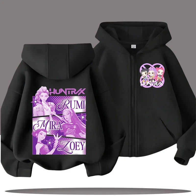 Sweat à Capuche Zippé Enfant – Funny Kpop Demon Hunters 🧥✨  Pour filles et garçons | Confort & style au quotidien