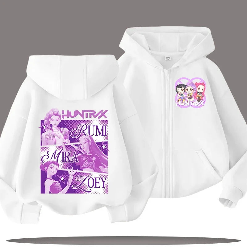 Sweat à Capuche Zippé Enfant – Funny Kpop Demon Hunters 🧥✨  Pour filles et garçons | Confort & style au quotidien