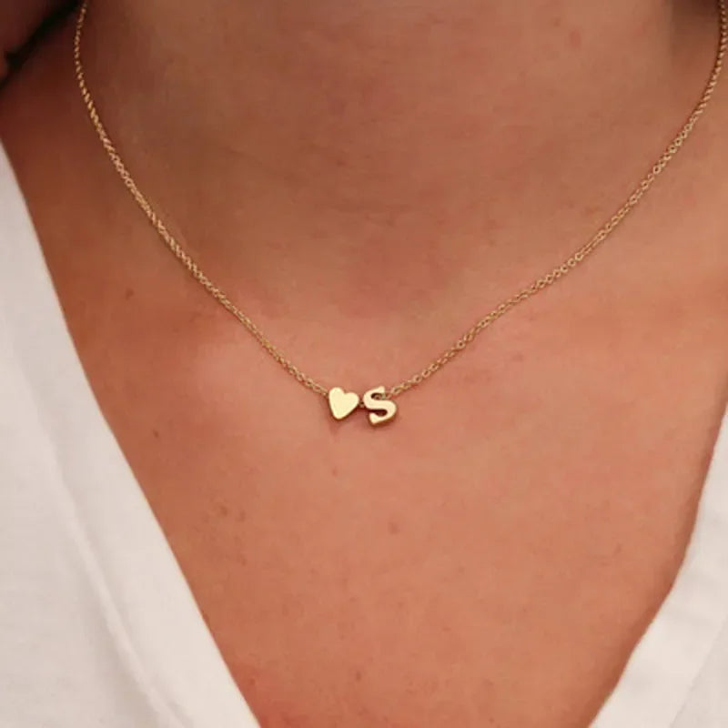 💖 Collier Cœur & Lettre Initiale SUMENG – Élégance Discrète et Personnalisée