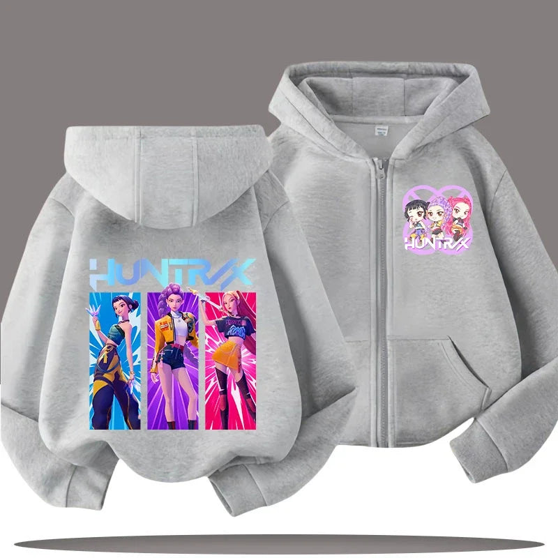 Sweat à Capuche Zippé Enfant – Funny Kpop Demon Hunters 🧥✨  Pour filles et garçons | Confort & style au quotidien