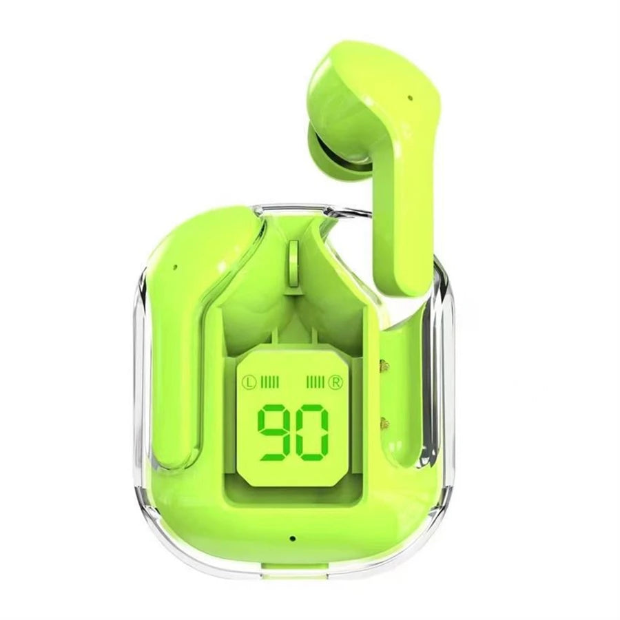 Écouteurs Bluetooth Sans Fil T2 – Design Transparent, Son Stéréo HIFI, Affichage LED de la Batterie, Pour Téléphone