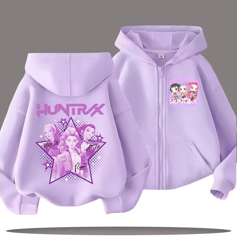 Sweat à Capuche Zippé Enfant – Funny Kpop Demon Hunters 🧥✨  Pour filles et garçons | Confort & style au quotidien