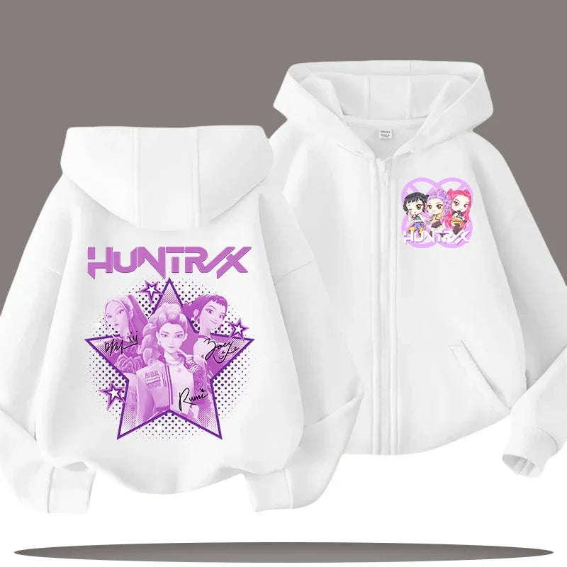 Sweat à Capuche Zippé Enfant – Funny Kpop Demon Hunters 🧥✨  Pour filles et garçons | Confort & style au quotidien