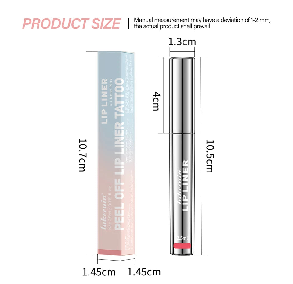 Crayon à Lèvres Effet Tattoo – Gloss Mat Longue Tenue, Résistant à l’Eau, Teinte Marron, Encre à Lèvres Pelable pour Contour Parfait