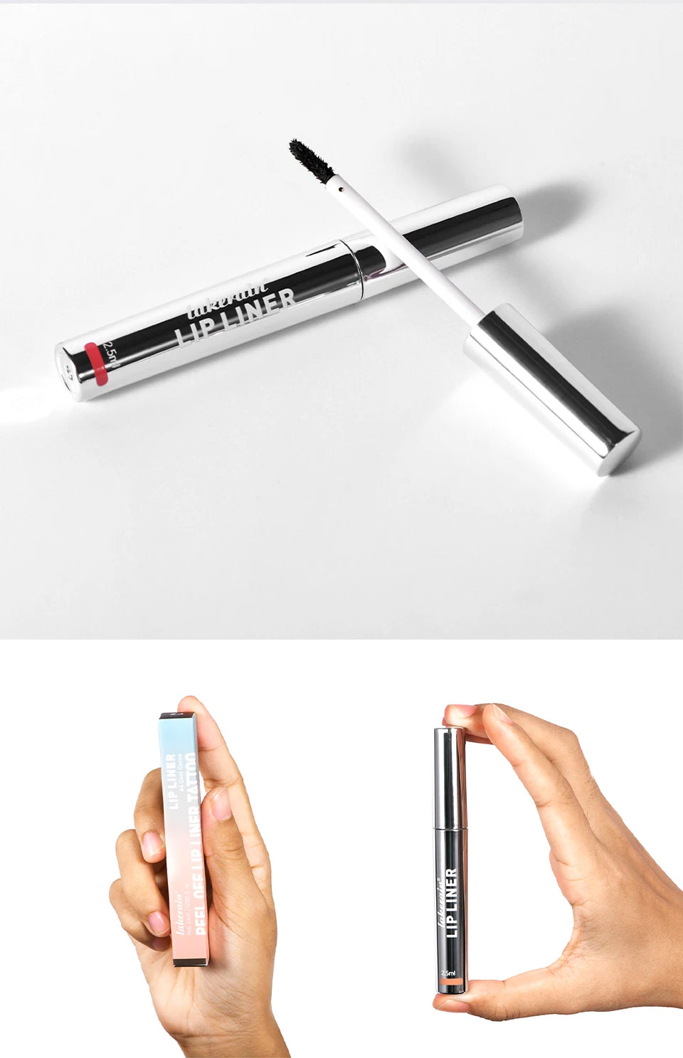 Crayon à Lèvres Effet Tattoo – Gloss Mat Longue Tenue, Résistant à l’Eau, Teinte Marron, Encre à Lèvres Pelable pour Contour Parfait