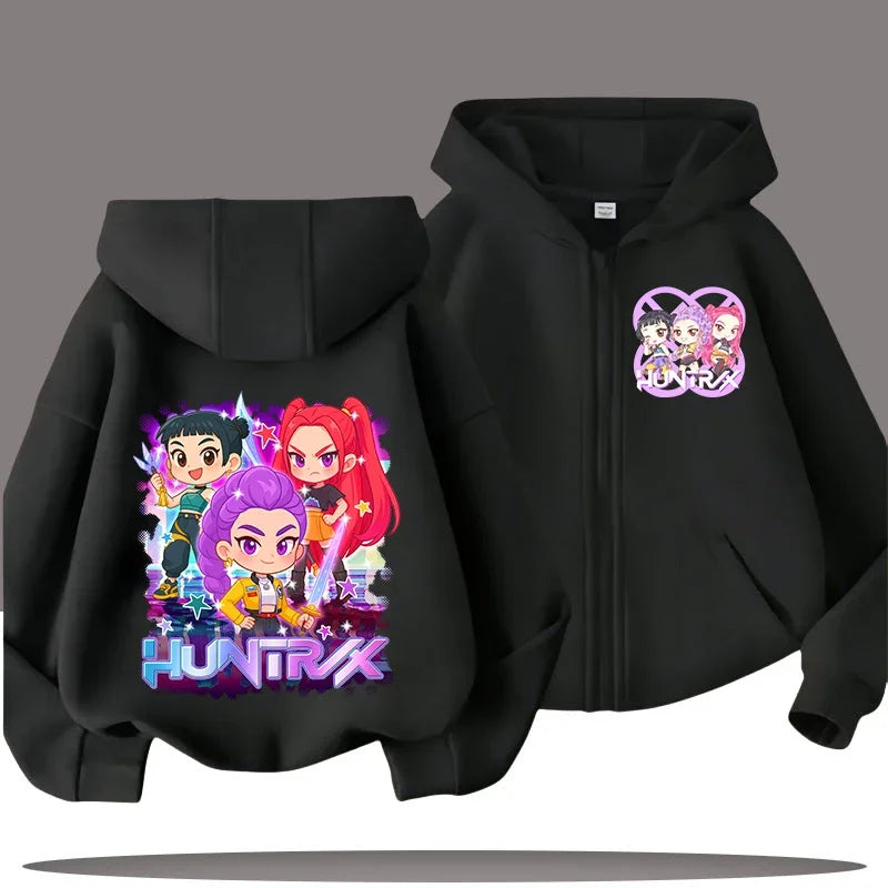 Sweat à Capuche Zippé Enfant – Funny Kpop Demon Hunters 🧥✨  Pour filles et garçons | Confort & style au quotidien