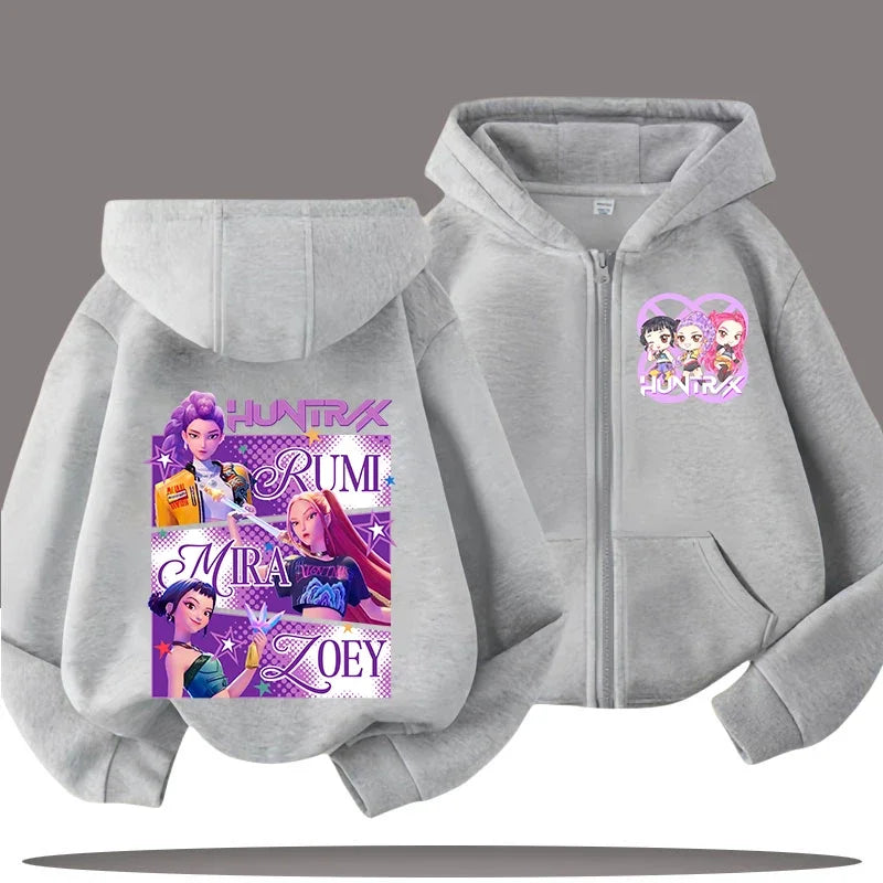 Sweat à Capuche Zippé Enfant – Funny Kpop Demon Hunters 🧥✨  Pour filles et garçons | Confort & style au quotidien