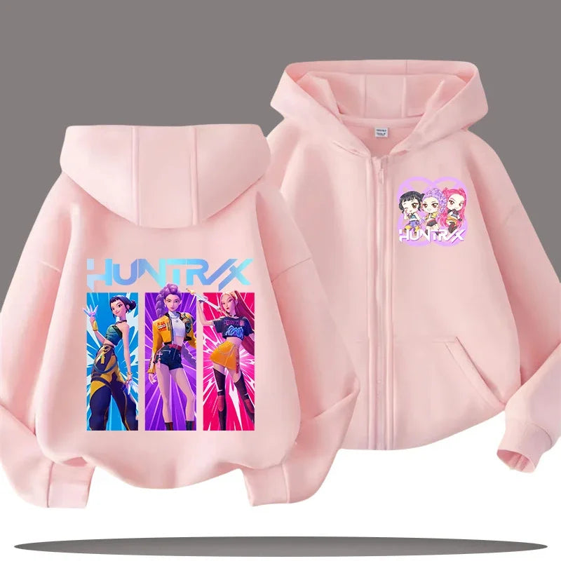 Sweat à Capuche Zippé Enfant – Funny Kpop Demon Hunters 🧥✨  Pour filles et garçons | Confort & style au quotidien