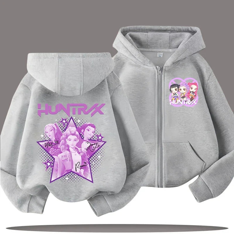 Sweat à Capuche Zippé Enfant – Funny Kpop Demon Hunters 🧥✨  Pour filles et garçons | Confort & style au quotidien