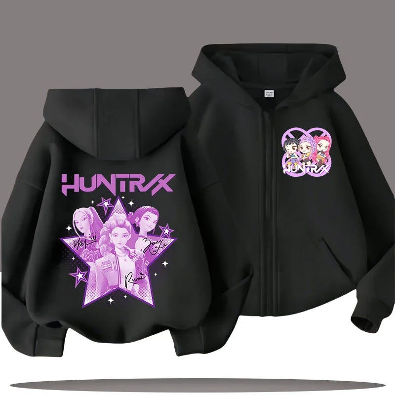 Sweat à Capuche Zippé Enfant – Funny Kpop Demon Hunters 🧥✨  Pour filles et garçons | Confort & style au quotidien