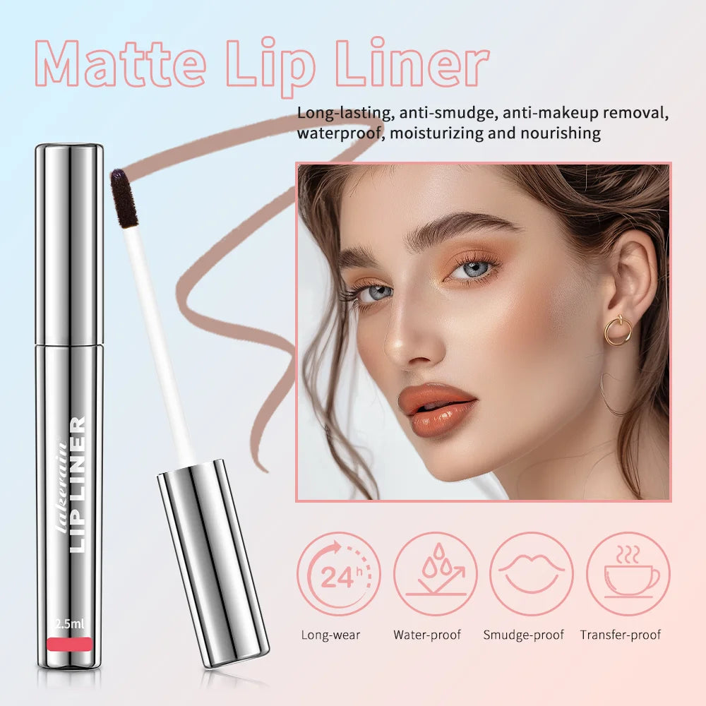 Crayon à Lèvres Effet Tattoo – Gloss Mat Longue Tenue, Résistant à l’Eau, Teinte Marron, Encre à Lèvres Pelable pour Contour Parfait