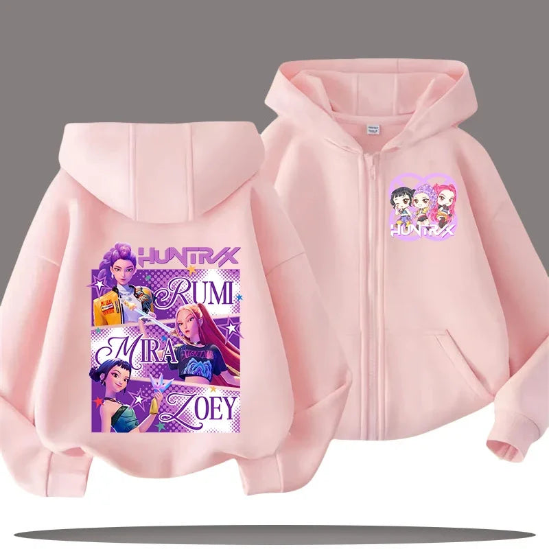Sweat à Capuche Zippé Enfant – Funny Kpop Demon Hunters 🧥✨  Pour filles et garçons | Confort & style au quotidien