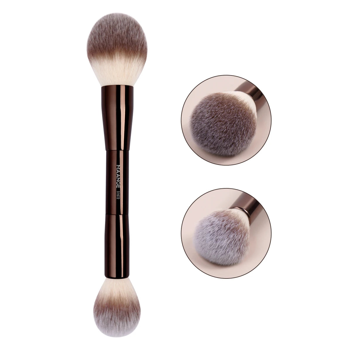 MAANGE – Pinceaux de Maquillage Double Tête pour Fond de Teint, Poudre, Anti-Cernes et Blush, Poils Doux en Fibre, Outils Cosmétiques