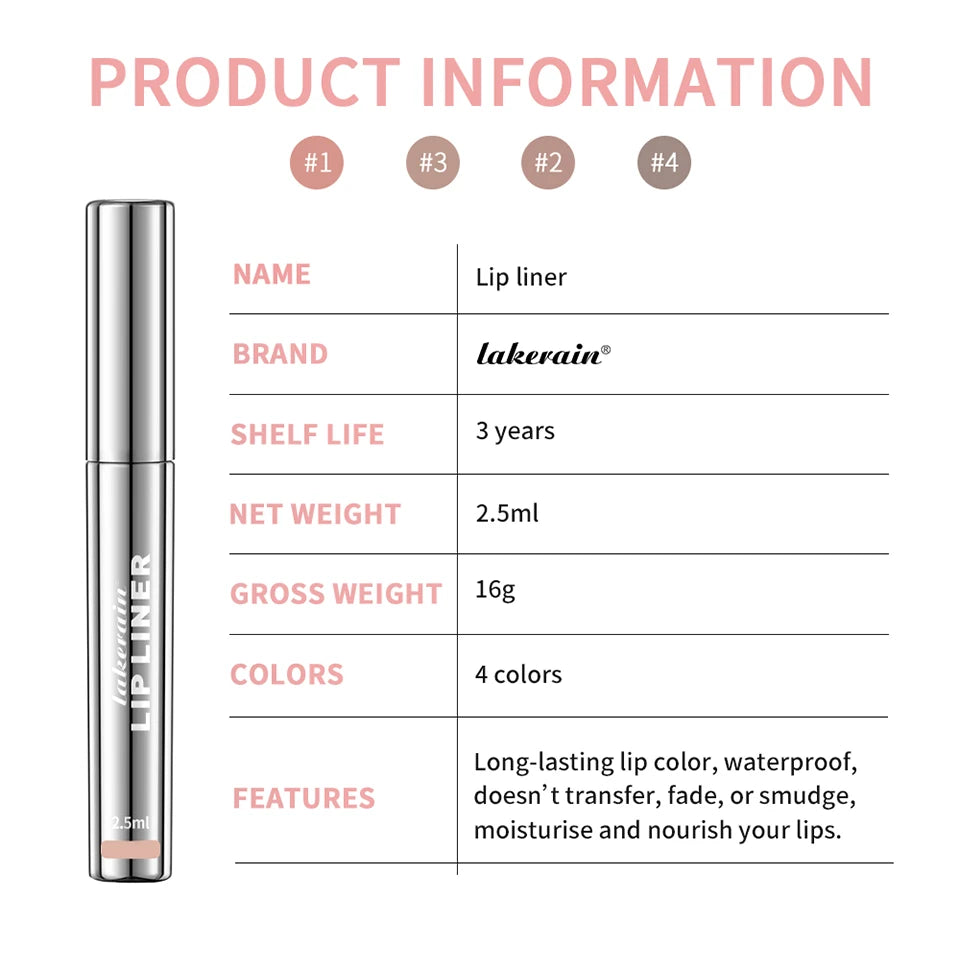 Crayon à Lèvres Effet Tattoo – Gloss Mat Longue Tenue, Résistant à l’Eau, Teinte Marron, Encre à Lèvres Pelable pour Contour Parfait