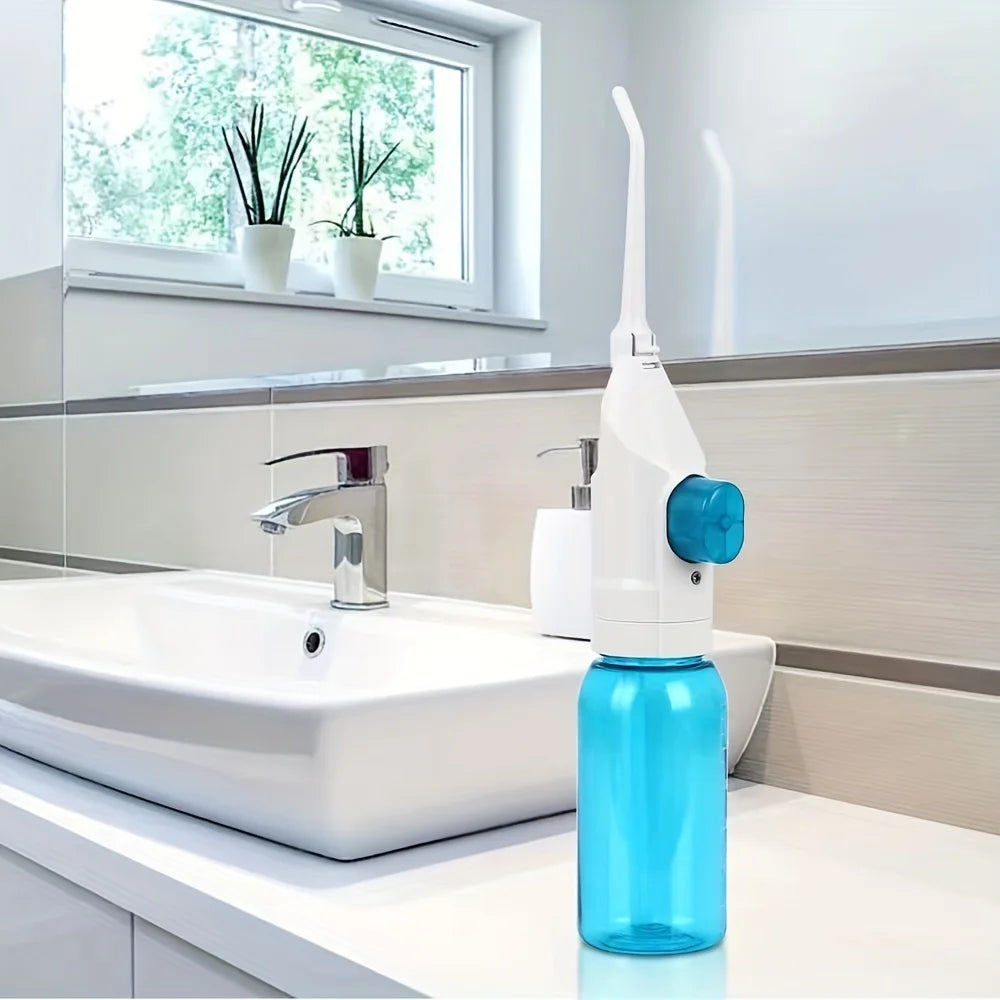 Hydropulseur Dentaire Portatif – Jet d’Eau Haute Pression, Nettoyeur Interdentaire Manuel pour des Dents Propres et Saines
