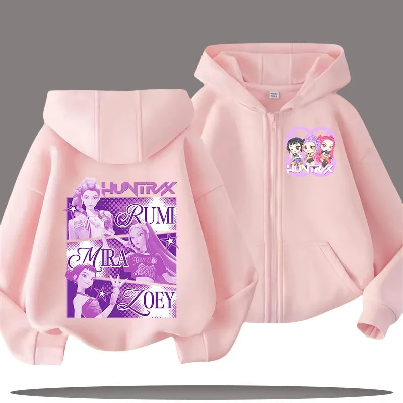 Sweat à Capuche Zippé Enfant – Funny Kpop Demon Hunters 🧥✨  Pour filles et garçons | Confort & style au quotidien