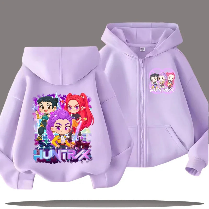 Sweat à Capuche Zippé Enfant – Funny Kpop Demon Hunters 🧥✨  Pour filles et garçons | Confort & style au quotidien