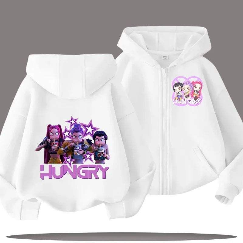 Sweat à Capuche Zippé Enfant – Funny Kpop Demon Hunters 🧥✨  Pour filles et garçons | Confort & style au quotidien