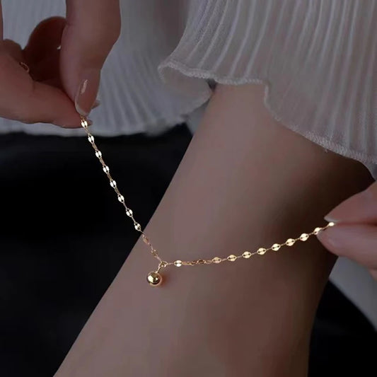 Bracelet Cheville Minimaliste Argenté – Chaînette à Perles pour Femme 🌸
