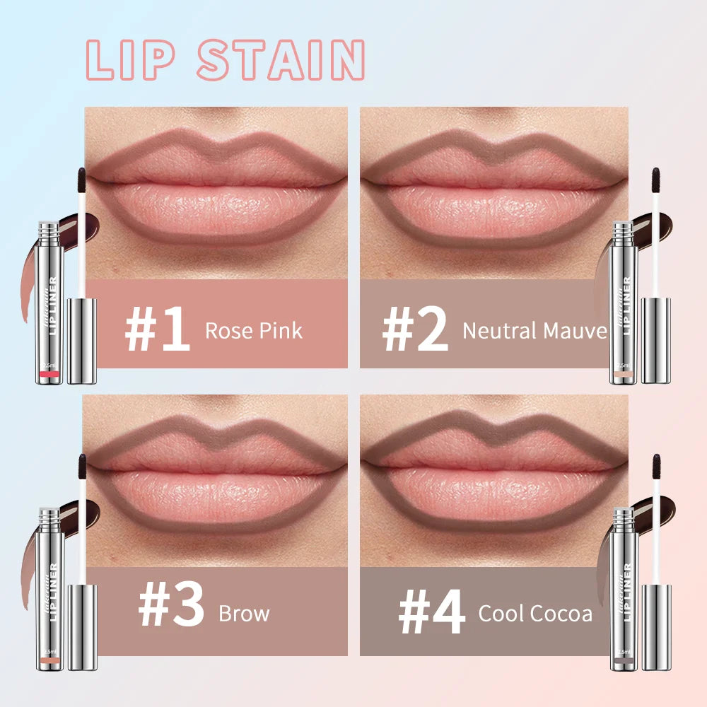 Crayon à Lèvres Effet Tattoo – Gloss Mat Longue Tenue, Résistant à l’Eau, Teinte Marron, Encre à Lèvres Pelable pour Contour Parfait
