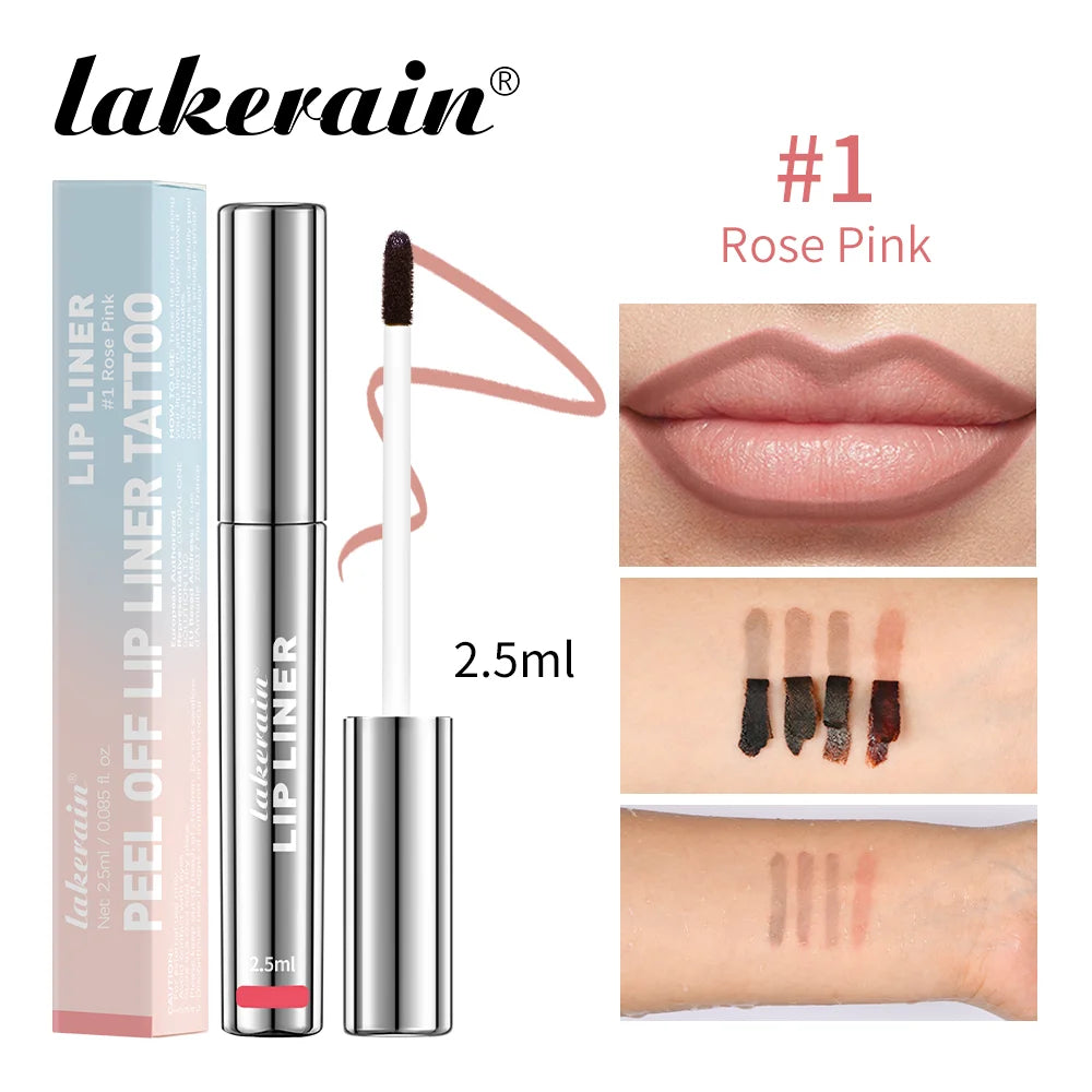 Crayon à Lèvres Effet Tattoo – Gloss Mat Longue Tenue, Résistant à l’Eau, Teinte Marron, Encre à Lèvres Pelable pour Contour Parfait