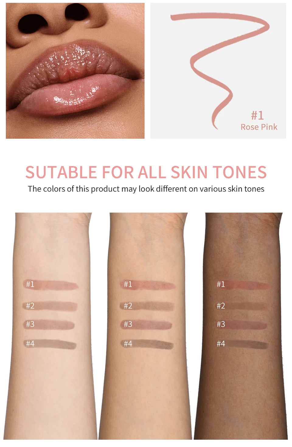 Crayon à Lèvres Effet Tattoo – Gloss Mat Longue Tenue, Résistant à l’Eau, Teinte Marron, Encre à Lèvres Pelable pour Contour Parfait